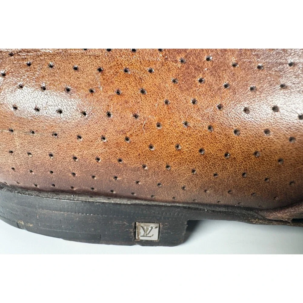 Louis Vuitton Brown Perforated Leather Men's Oxford Dress Shoes US 8.5